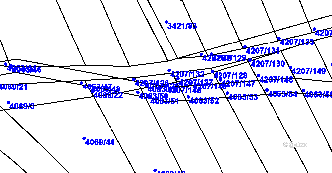 Parcela st. 4207/145 v KÚ Bojkovice, Katastrální mapa