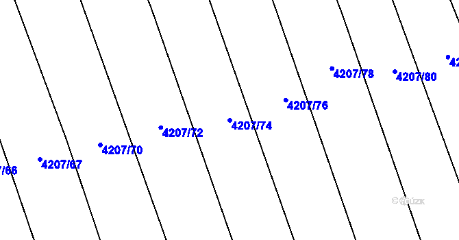 Parcela st. 4207/74 v KÚ Bojkovice, Katastrální mapa