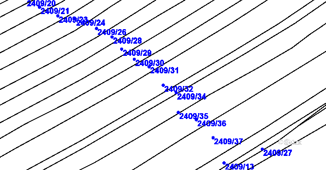 Parcela st. 2409/32 v KÚ Bojkovice, Katastrální mapa