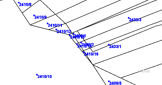 Parcela st. 2409/2 v KÚ Bojkovice, Katastrální mapa