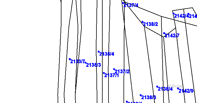 Parcela st. 2135/4 v KÚ Bojkovice, Katastrální mapa