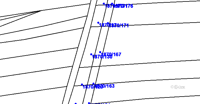 Parcela st. 1870/167 v KÚ Bojkovice, Katastrální mapa