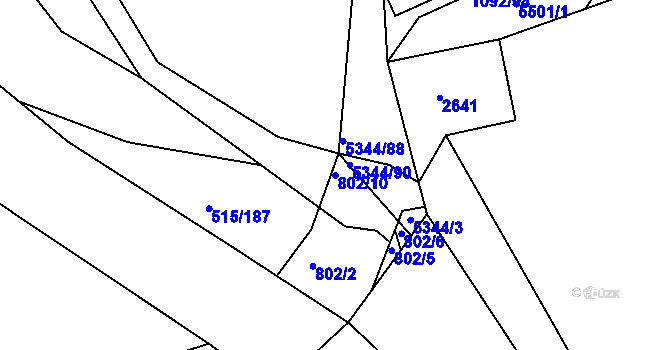 Parcela st. 802/10 v KÚ Bojkovice, Katastrální mapa