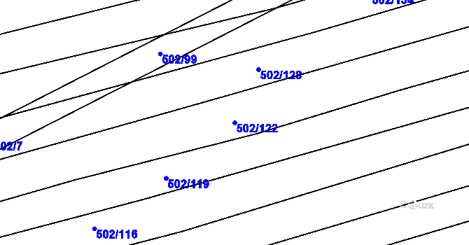 Parcela st. 502/122 v KÚ Bojkovice, Katastrální mapa