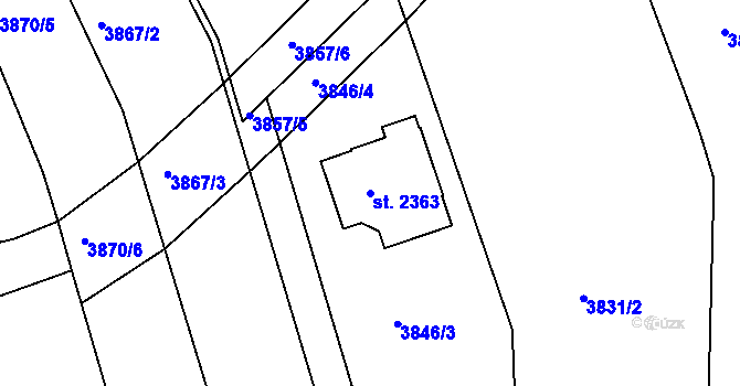 Parcela st. 2363 v KÚ Bojkovice, Katastrální mapa