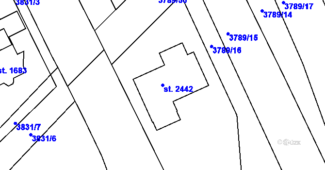 Parcela st. 2442 v KÚ Bojkovice, Katastrální mapa