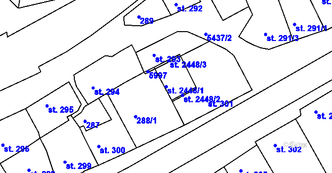 Parcela st. 2448/1 v KÚ Bojkovice, Katastrální mapa