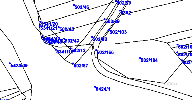 Parcela st. 502/166 v KÚ Bojkovice, Katastrální mapa