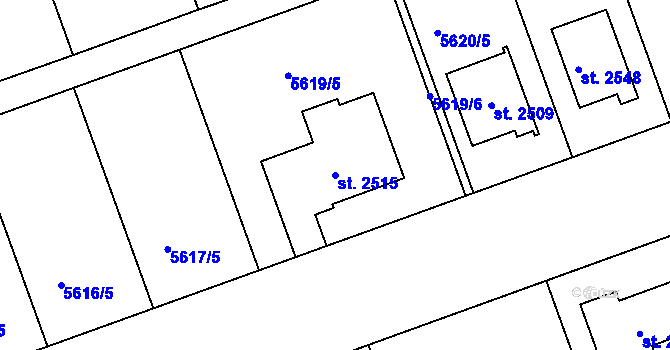 Parcela st. 2515 v KÚ Bojkovice, Katastrální mapa