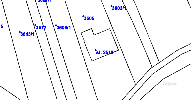 Parcela st. 2519 v KÚ Bojkovice, Katastrální mapa