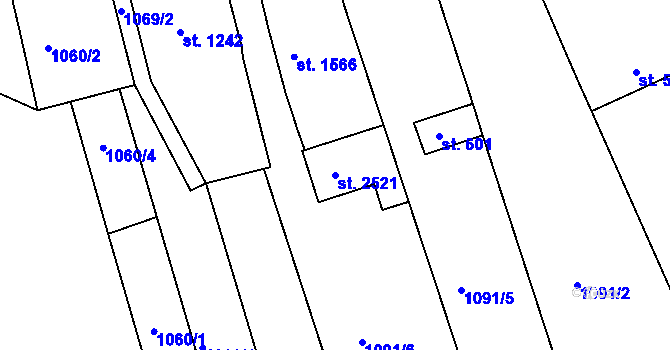 Parcela st. 2521 v KÚ Bojkovice, Katastrální mapa
