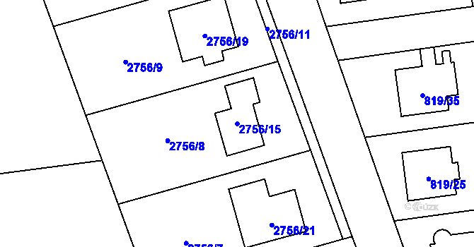 Parcela st. 2756/15 v KÚ Bolatice, Katastrální mapa