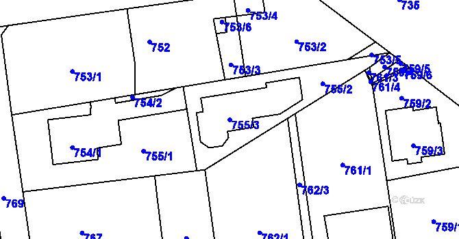 Parcela st. 755/3 v KÚ Bolatice, Katastrální mapa