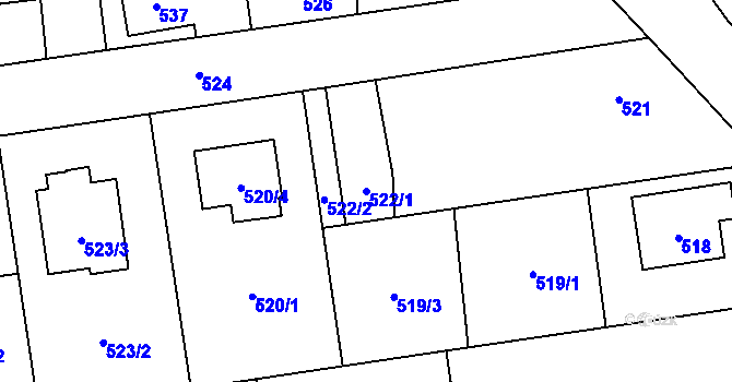 Parcela st. 522/1 v KÚ Bolatice, Katastrální mapa