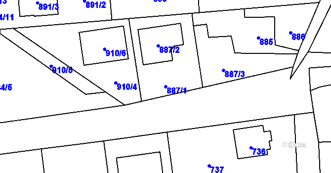 Parcela st. 887/1 v KÚ Bolatice, Katastrální mapa