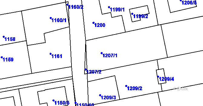 Parcela st. 1207/1 v KÚ Bolatice, Katastrální mapa