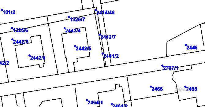 Parcela st. 2441/2 v KÚ Bolatice, Katastrální mapa