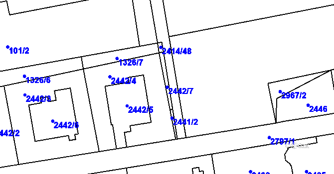 Parcela st. 2442/7 v KÚ Bolatice, Katastrální mapa