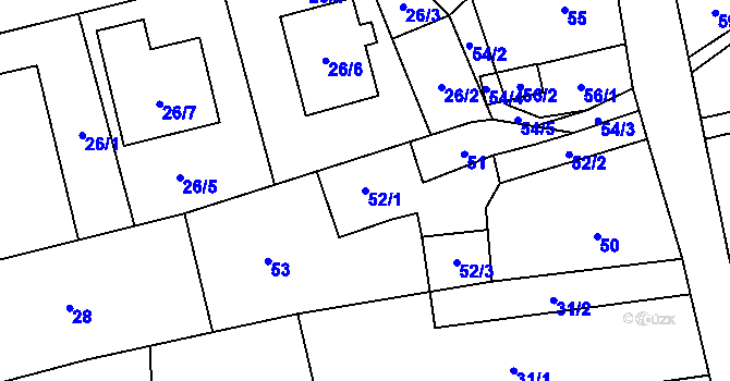 Parcela st. 52/1 v KÚ Bolatice, Katastrální mapa