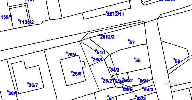 Parcela st. 54/1 v KÚ Bolatice, Katastrální mapa
