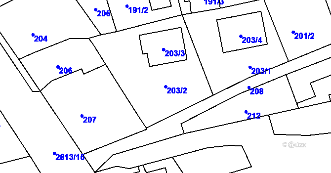 Parcela st. 203/2 v KÚ Bolatice, Katastrální mapa