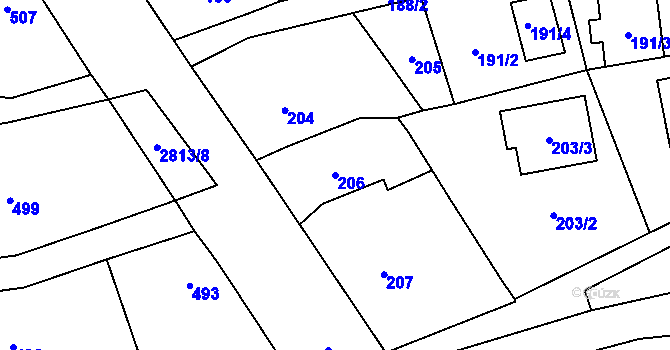 Parcela st. 206 v KÚ Bolatice, Katastrální mapa