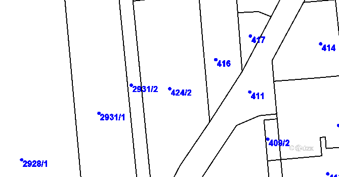Parcela st. 424/2 v KÚ Bolatice, Katastrální mapa