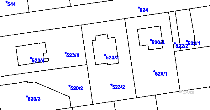 Parcela st. 523/3 v KÚ Bolatice, Katastrální mapa