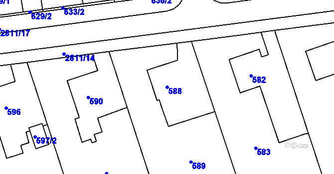 Parcela st. 588 v KÚ Bolatice, Katastrální mapa