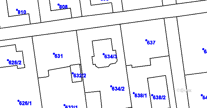Parcela st. 634/3 v KÚ Bolatice, Katastrální mapa