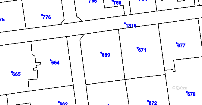 Parcela st. 669 v KÚ Bolatice, Katastrální mapa
