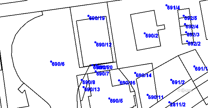 Parcela st. 690/12 v KÚ Bolatice, Katastrální mapa