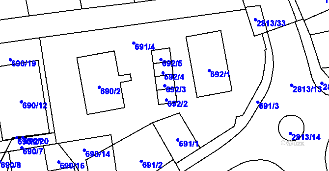 Parcela st. 692/3 v KÚ Bolatice, Katastrální mapa