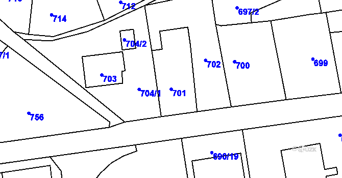 Parcela st. 701 v KÚ Bolatice, Katastrální mapa