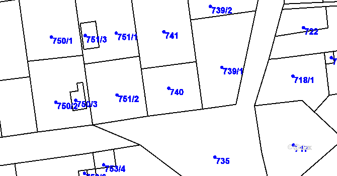 Parcela st. 740 v KÚ Bolatice, Katastrální mapa