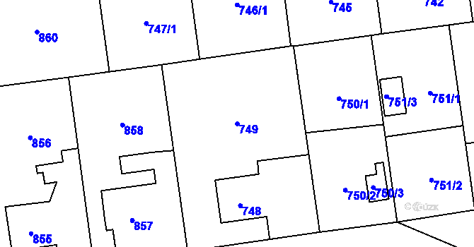 Parcela st. 749 v KÚ Bolatice, Katastrální mapa
