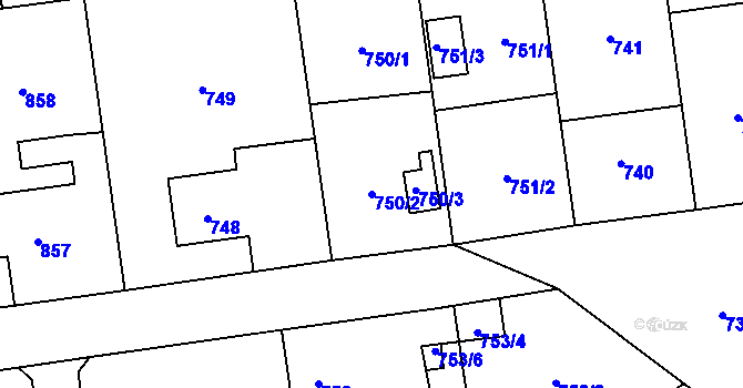 Parcela st. 750/2 v KÚ Bolatice, Katastrální mapa