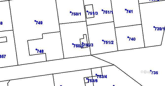 Parcela st. 750/3 v KÚ Bolatice, Katastrální mapa