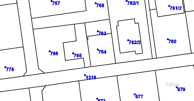 Parcela st. 764 v KÚ Bolatice, Katastrální mapa