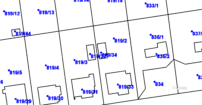 Parcela st. 819/34 v KÚ Bolatice, Katastrální mapa