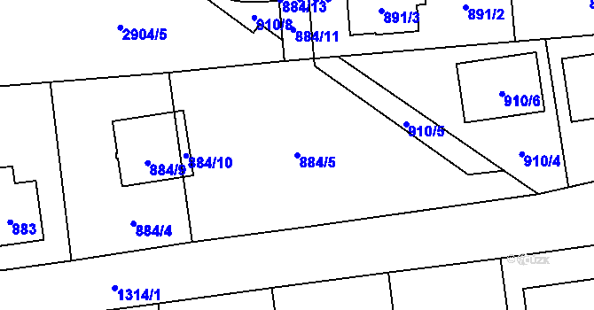 Parcela st. 884/5 v KÚ Bolatice, Katastrální mapa
