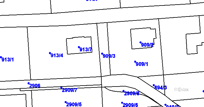 Parcela st. 909/3 v KÚ Bolatice, Katastrální mapa