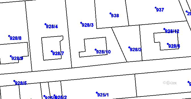 Parcela st. 928/10 v KÚ Bolatice, Katastrální mapa