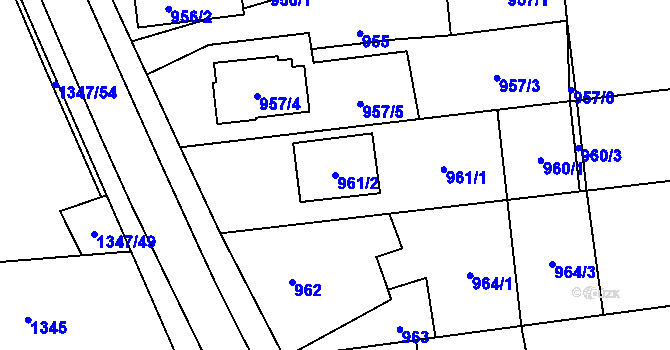 Parcela st. 961/2 v KÚ Bolatice, Katastrální mapa