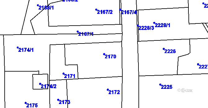 Parcela st. 2170 v KÚ Bolatice, Katastrální mapa