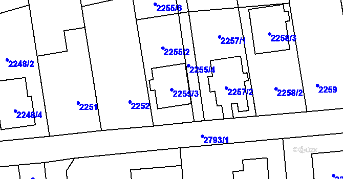 Parcela st. 2255/3 v KÚ Bolatice, Katastrální mapa