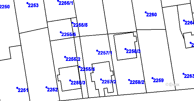 Parcela st. 2257/1 v KÚ Bolatice, Katastrální mapa