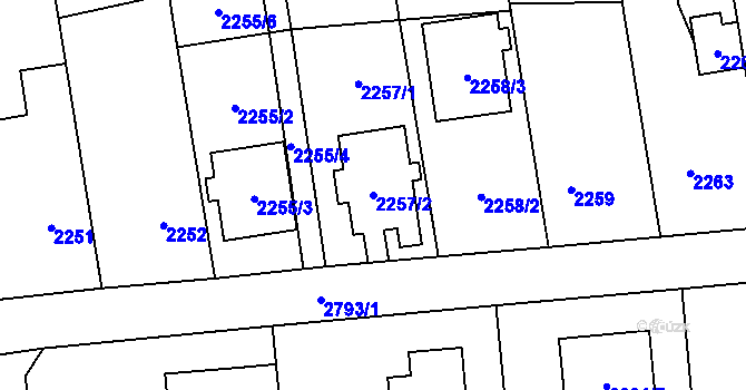Parcela st. 2257/2 v KÚ Bolatice, Katastrální mapa