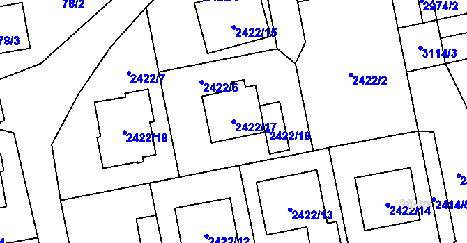 Parcela st. 2422/17 v KÚ Bolatice, Katastrální mapa