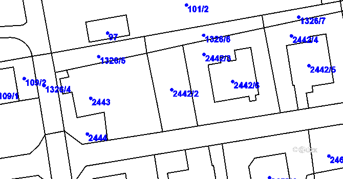 Parcela st. 2442/2 v KÚ Bolatice, Katastrální mapa